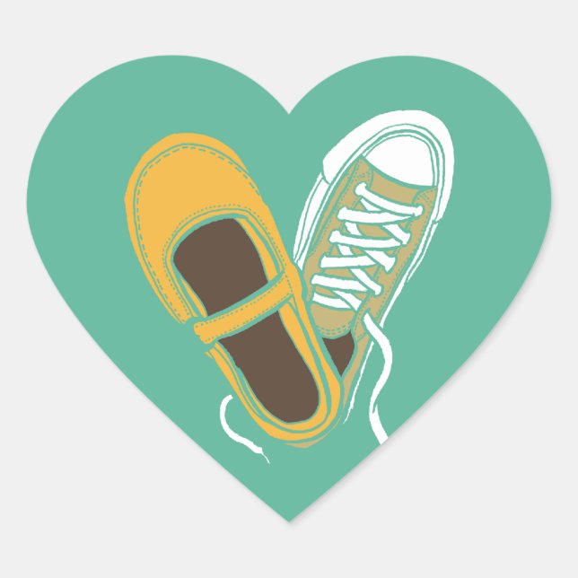 Girly Shoes & Sneakers Heart Wedding (Mint) Heart Sticker (Front)