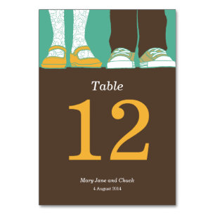 Girly Shoes & Sneakers Illustrated Wedding (Mint) Table Number