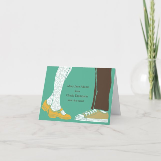 Girly Shoes & Sneakers Illustrated Wedding (Mint) Thank You Card (Front)
