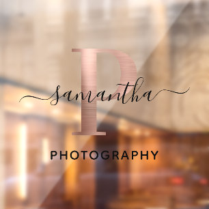 Girly Signature Rose Gold P Monogram Logo