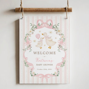 Girly Silly Goose Coquette Bow Baby Shower Welcome Poster