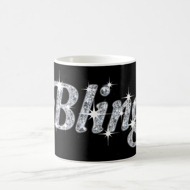 Girly silver diamond sparkle Bling text  Coffee Mug (Center)