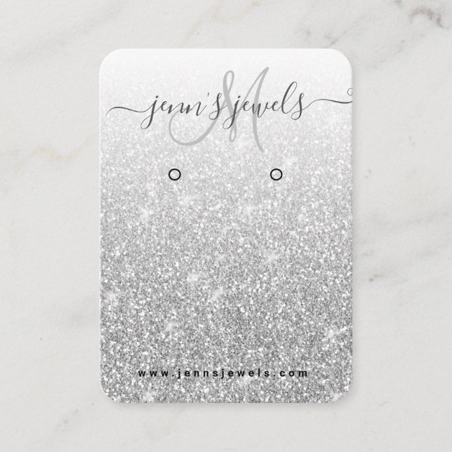 Girly Silver Glitter Logo Jewellery Earring Displa Business Card (Front)