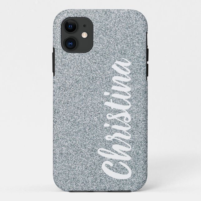 Girly Silver Glitter Name Personalised Case-Mate Case-Mate iPhone Case (Back)