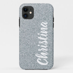 Girly Silver Glitter Name Personalised Case-Mate iPhone 11 Case