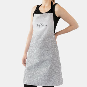 Girly Silver Glitter Ombre Personalised Apron