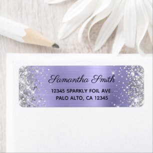 Girly Silver Glitter Pale Purple Foil Return Address Label