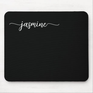 Girly Simple Black Personalised Monogram Name Mouse Pad
