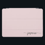Girly Simple Blush Pink Chic Monogram Name Script iPad Pro Cover<br><div class="desc">Girly Minimalist Simple Blush Pink Monogram Name Signature Script Custom Personalised iPad Cover. These design featuring your first name in a pretty hand lettered style swash tail font typography (or calligraphy) on pastel blush pink, or dusty pink. These are easy to customise. Great stylish feminine gift for birthday, bridal shower,...</div>