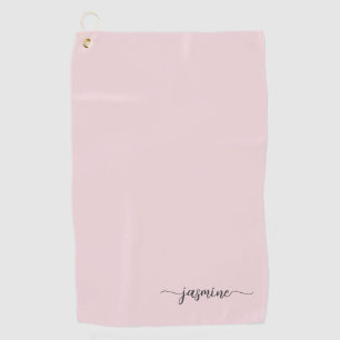 Girly Simple Blush Pink Monogram Name Script Golf  Golf Towel