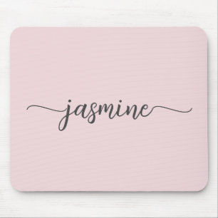 Girly Simple Blush Pink Personalised Monogram Name Mouse Pad