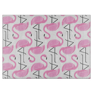 Girly Simple Modern Pink Flamingo Pattern Cutting Board