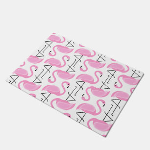 Girly Simple Modern Pink Flamingo Pattern Doormat