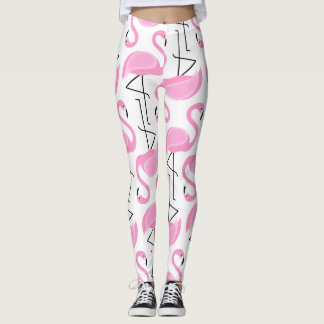 Girly Simple Modern Pink Flamingo Pattern Leggings