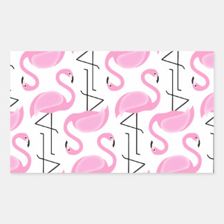Girly Simple Modern Pink Flamingo Pattern Rectangular Sticker