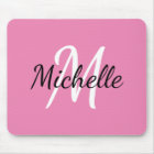 Girly Simple Pink Monogram Initial + Name