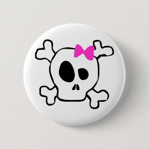 Girly skull 6 cm round badge