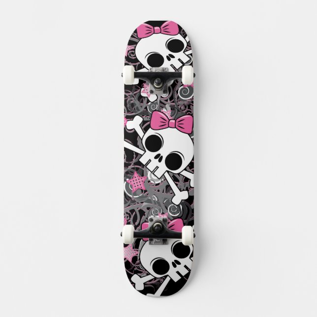 Girly Skull and Crossbones Skateboard (Front)