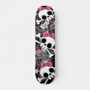 Girly Skull and Crossbones Skateboard