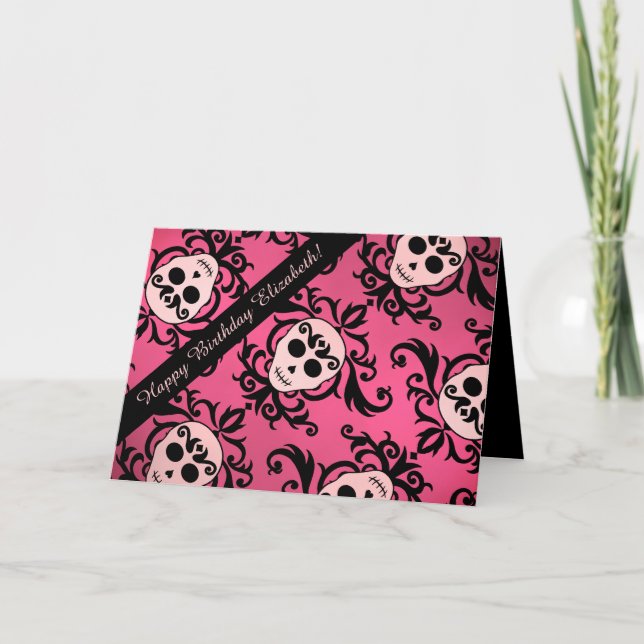 Girly skull Birthday Card (Front)