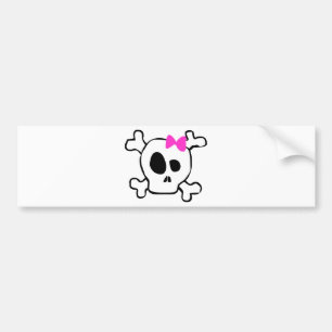 Girly skull bumper sticker