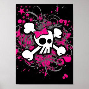 Girly Skull & Crossbones Poster