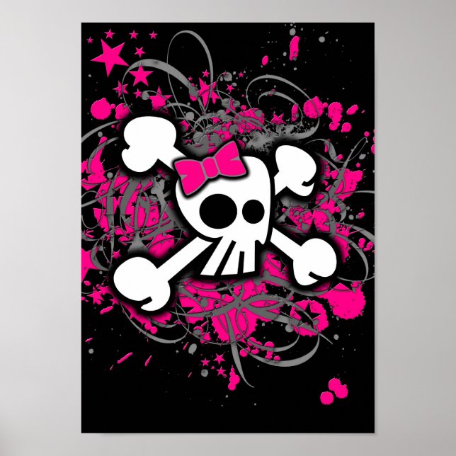 Girly Skull & Crossbones Poster (Front)
