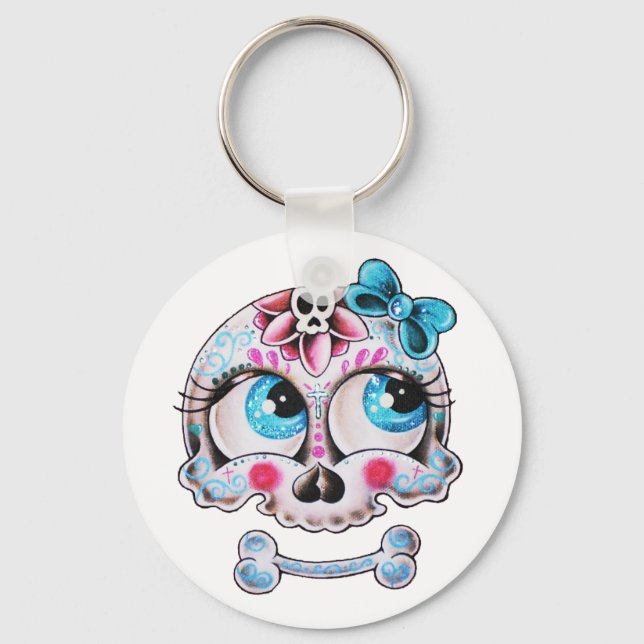 Girly skull key ring (Front)