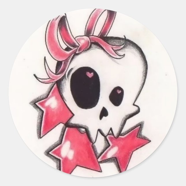 girly skull sticker (Front)