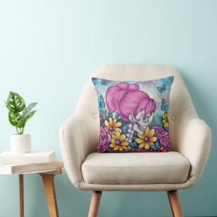 Girly Skull Throw Pillow
