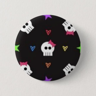girly skulls 6 cm round badge