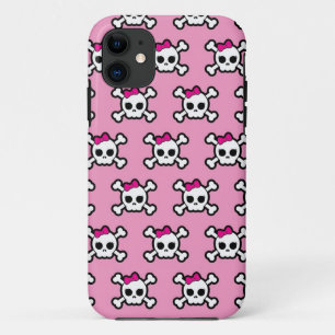 girly skulls and crossbones punk pattern iPhone 11 case