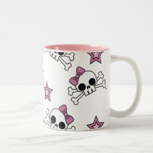 Girly Skulls and Stars Two-Tone Coffee Mug