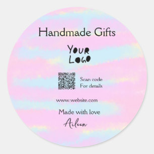 Girly small business handmade gifts made love QR Classic Round Sticker