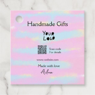 Girly small business handmade gifts made love QR Favour Tags