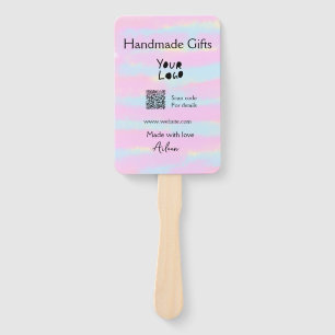 Girly small business handmade gifts made love QR Hand Fan