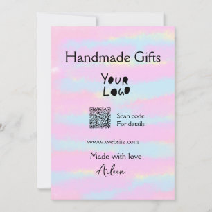 Girly small business handmade gifts made love QR Invitation