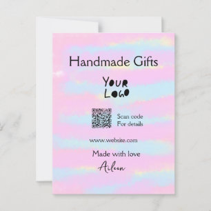 Girly small business handmade gifts made love QR Postcard