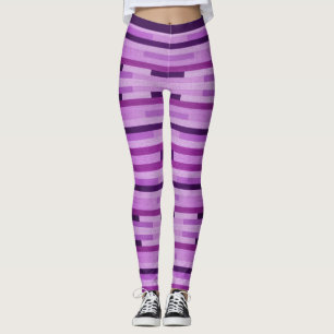 Girly Smart Purple Striped Knitted Fabric Texture Leggings