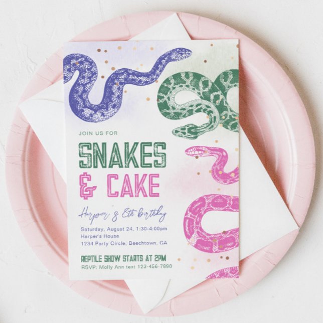 Girly Snake Birthday Invitations (Creator Uploaded)