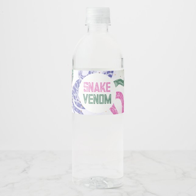 Girly Snake Water Bottle Labels (Front)