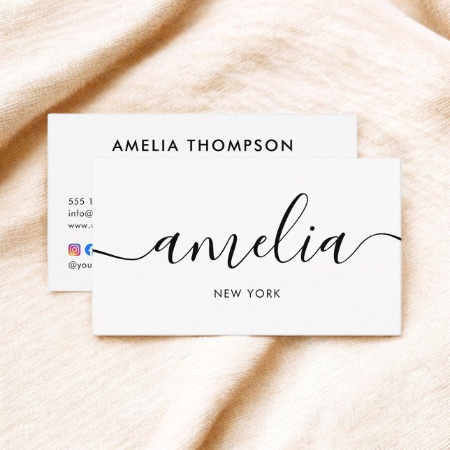 Girly Social Media QR Code White Business Card (Creator Uploaded)