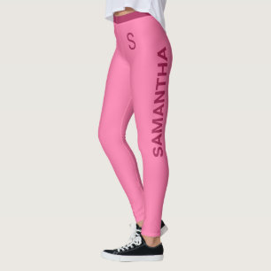 Girly Soft Pink With Customisable Name & Monogram Leggings