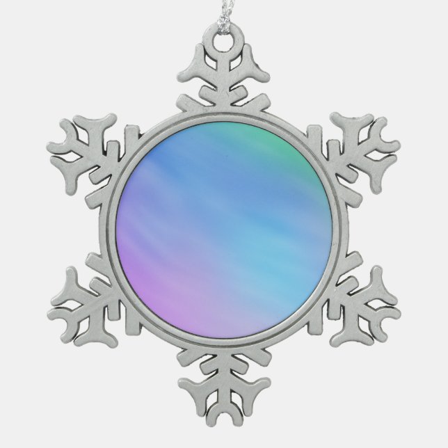 Girly Soft Rainbow Sky Snowflake Pewter Christmas Ornament (Front)