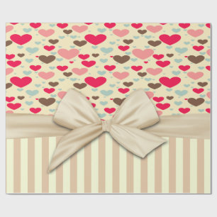 Girly Sophisticated,Striped,Bow,Hearts  Wrapping Paper