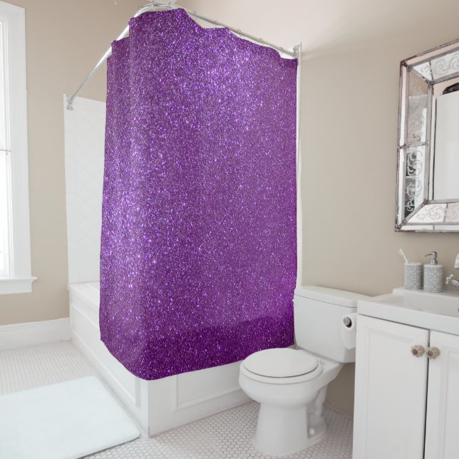 Girly Sparkly Royal Purple Glitter Shower Curtain (In Situ)