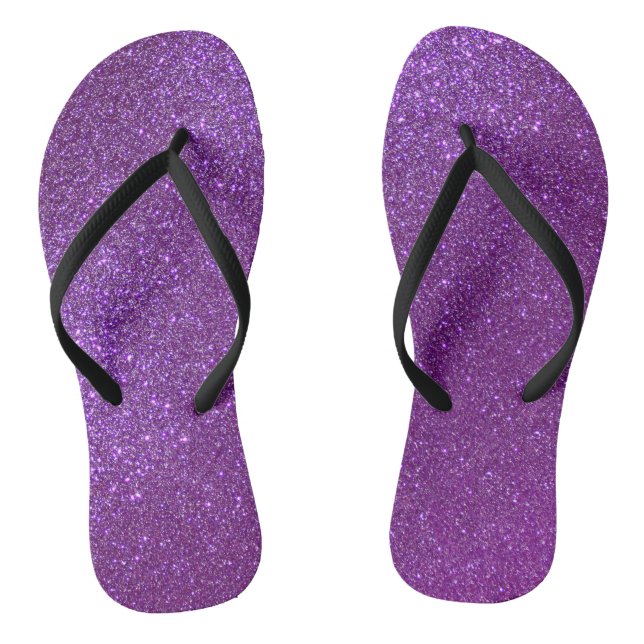 Girly Sparkly Royal Purple Glitter Thongs (Footbed)