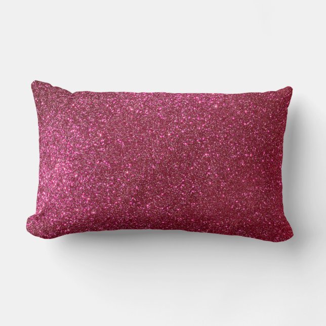 Girly Sparkly Wine Burgundy Red Glitter Lumbar Cushion (Front)