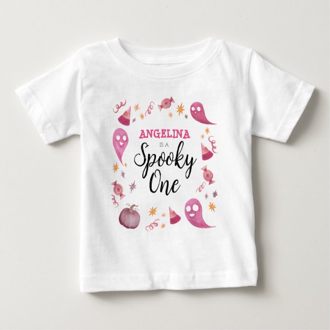 Girly Spooky One First Birthday  Baby T-Shirt (Front)