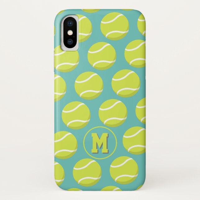 Girly sports tennis balls pattern monogrammed Case-Mate iPhone case (Back)